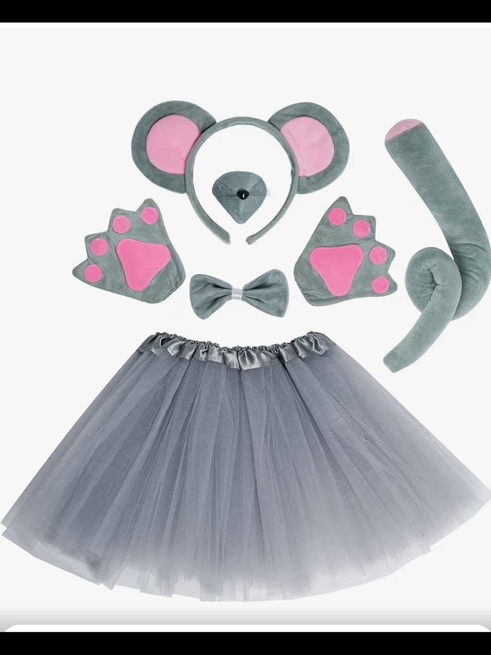 Kids Grey and Pink Mouse Costume Tutu Set 5Y